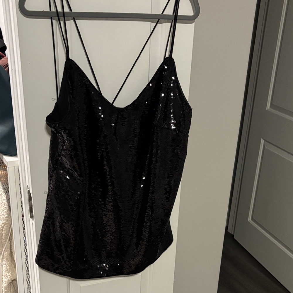 H&M Black Sequin Strappy Blouse